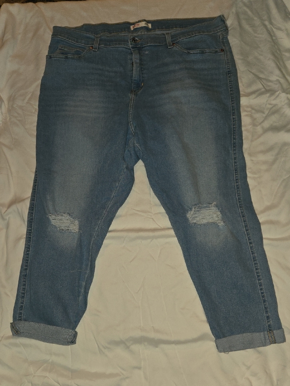 Signature by Levi Strauss Light Blue Distressed Heritage Boyfriend Jeans